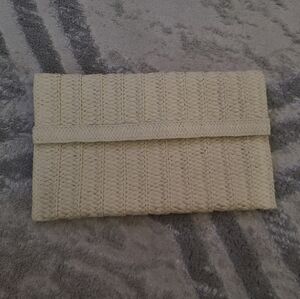 Cream Beach Woven Clutch Bag